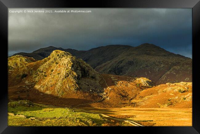 Winter Light The Bell Coniston Fells Lake District Framed Print by Nick Jenkins