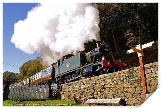 GWR 4575 class no. 5541 departs Norchard for Parkend, Dean Forest Railway Print by Richard J. Kyte