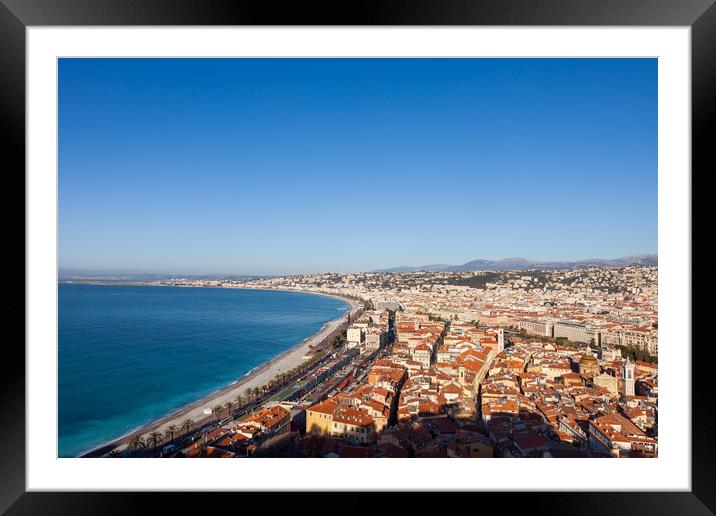 Nice City Cityscape In France From Above Framed Mounted Print by Artur Bogacki