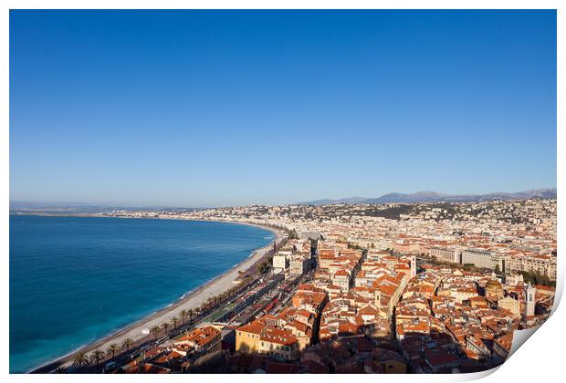 Nice City Cityscape In France From Above Print by Artur Bogacki