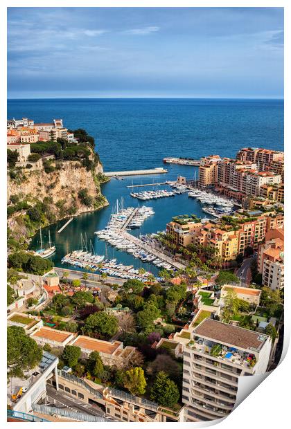 Monaco Aerial View Over Port De Fontvieille Print by Artur Bogacki