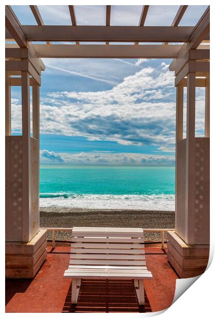 Promenade des Anglais Pergola Bench In Nice Print by Artur Bogacki