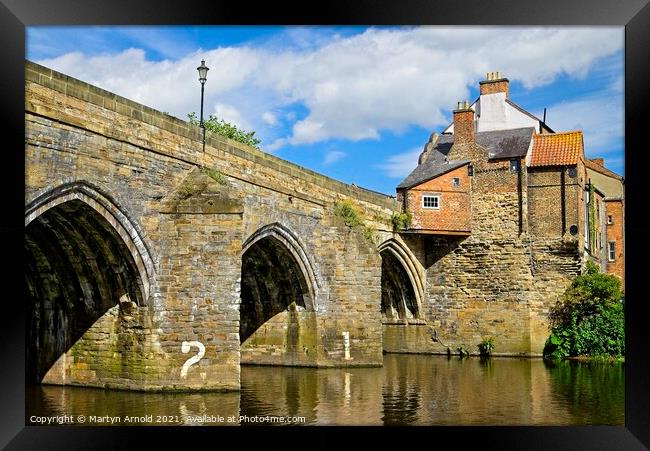 Mediaeval  Elvet Bridge Durham City Framed Print by Martyn Arnold