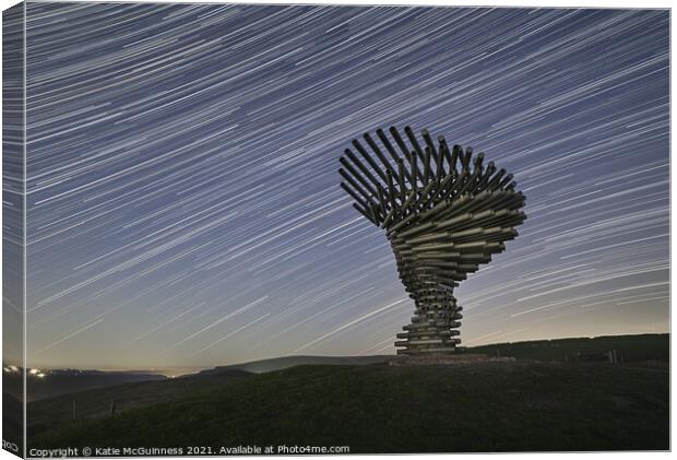 Start trails at the singing ringing tree sculpture Canvas Print by Katie McGuinness