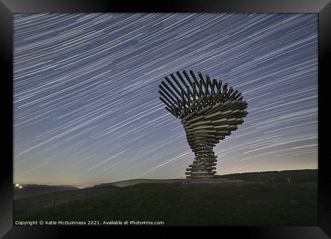 Start trails at the singing ringing tree sculpture Framed Print by Katie McGuinness