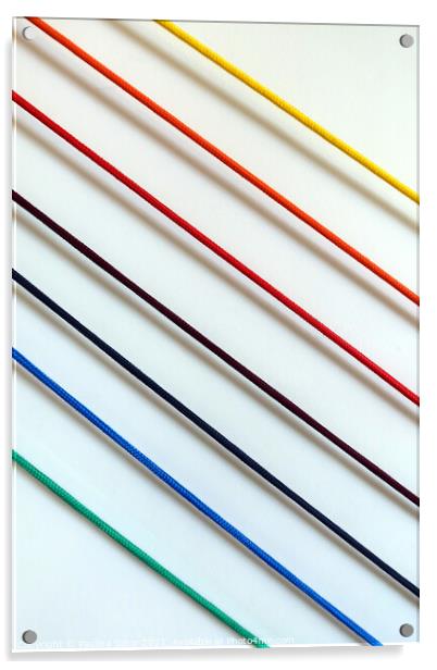 Rainbow strings Acrylic by Paulina Sator