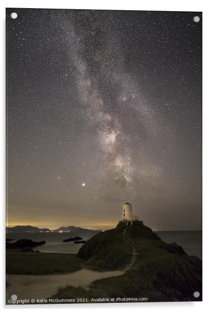 The milky way at Llanddwyn island, Anglesey, Wales Acrylic by Katie McGuinness