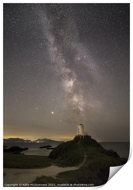 The milky way at Llanddwyn island, Anglesey, Wales Print by Katie McGuinness