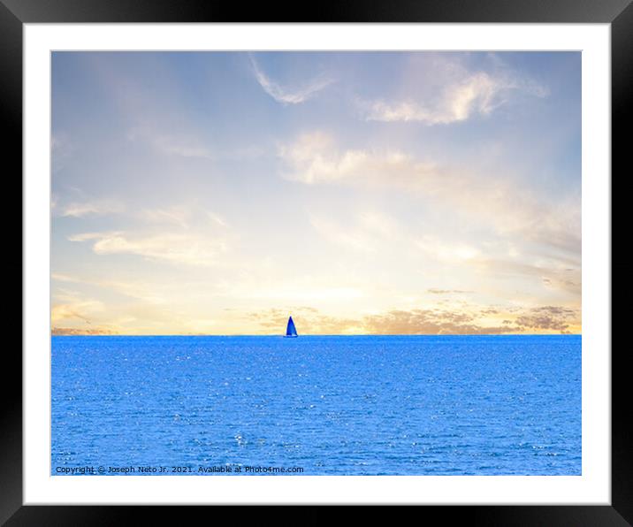 Ocean Sailboat Sunrise Framed Mounted Print by Joseph Neto Jr.