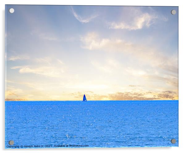 Ocean Sailboat Sunrise Acrylic by Joseph Neto Jr.