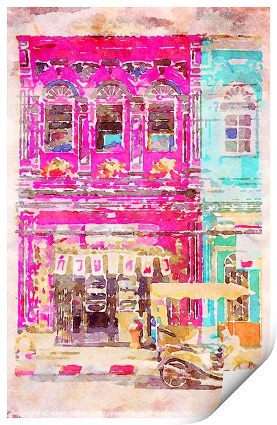 Colourful shophouse Print by Kevin Hellon