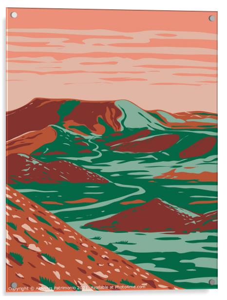 Alibates Flint Quarries National Monument Showing Red Bluffs Canyon Rims and Mesas near Fritch Texas WPA Poster Art Acrylic by Aloysius Patrimonio