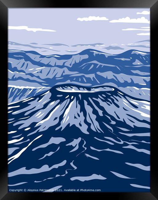Aniakchak National Monument and Preserve Showing Aniakchak Volcano on the Aleutian Range of Alaska WPA Poster Art Framed Print by Aloysius Patrimonio