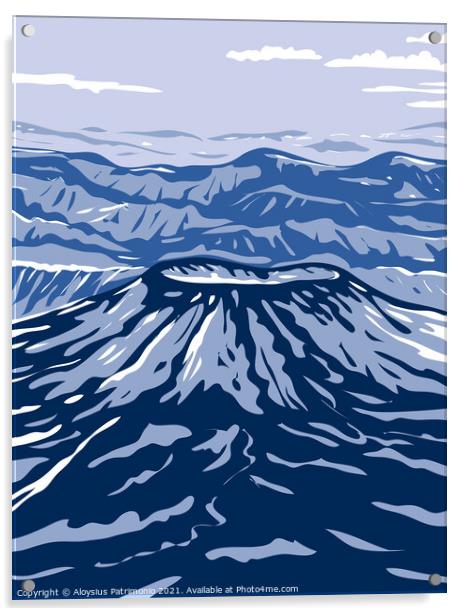 Aniakchak National Monument and Preserve Showing Aniakchak Volcano on the Aleutian Range of Alaska WPA Poster Art Acrylic by Aloysius Patrimonio