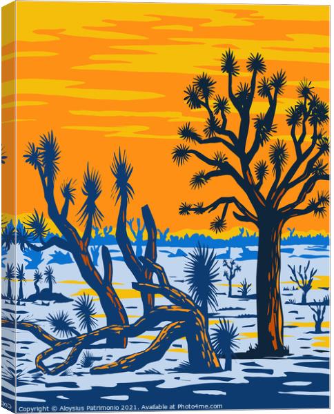 Arizona Joshua Tree Forest Found near the West End of the Grand Canyon East of the Lake Mead National Recreation Area WPA Poster Art Canvas Print by Aloysius Patrimonio