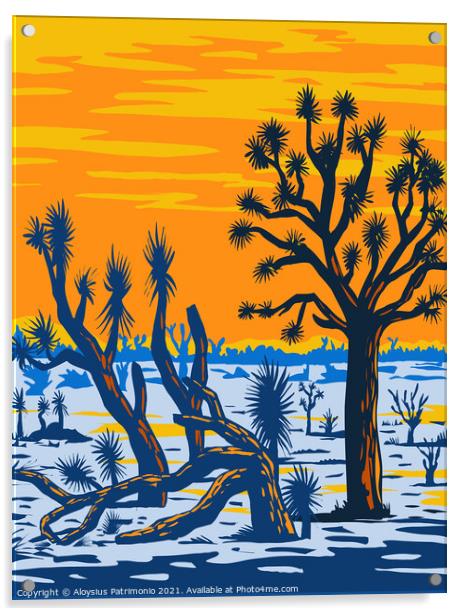Arizona Joshua Tree Forest Found near the West End of the Grand Canyon East of the Lake Mead National Recreation Area WPA Poster Art Acrylic by Aloysius Patrimonio