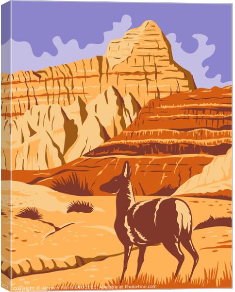 Badlands National Park in South Dakota WPA Poster Art  Canvas Print by Aloysius Patrimonio