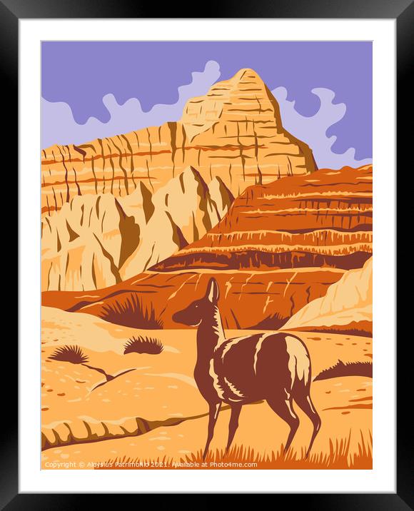 Badlands National Park in South Dakota WPA Poster Art  Framed Mounted Print by Aloysius Patrimonio