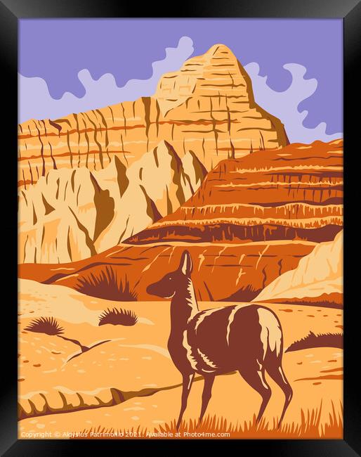 Badlands National Park in South Dakota WPA Poster Art  Framed Print by Aloysius Patrimonio