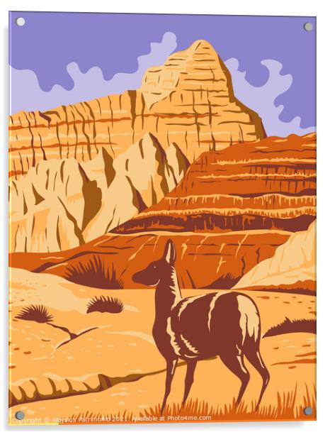 Badlands National Park in South Dakota WPA Poster Art  Acrylic by Aloysius Patrimonio
