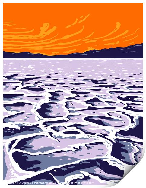 The Badwater Basin in Death Valley National Park Inyo County California United States of America WPA Poster Art Print by Aloysius Patrimonio