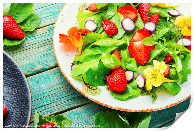 Summer salad with berries and herbs Print by Mykola Lunov Mykola
