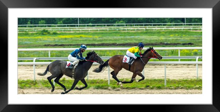 Horse race Framed Mounted Print by Mikhail Pogosov