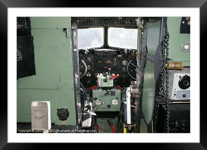 DC3 Dakota Cockpit Framed Mounted Print by John Ellis