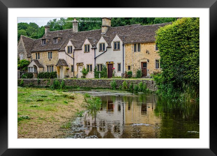 By Brook Cottages. Framed Mounted Print by John Morgan