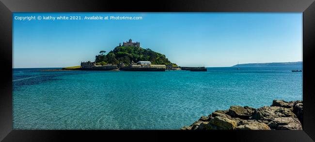 St Michaels mount Cornwall,summer day , Framed Print by kathy white