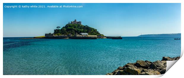 St Michaels mount Cornwall,summer day , Print by kathy white