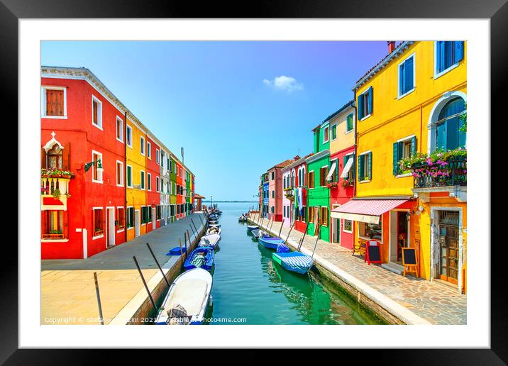 Burano Canal and Lonely Cloud, Venice Framed Mounted Print by Stefano Orazzini