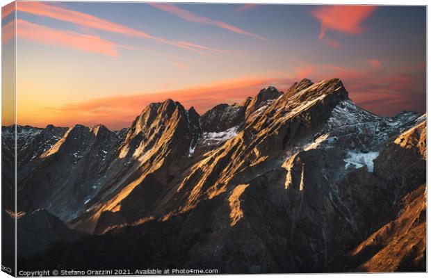 Red Sunset in Alpi Apuane Canvas Print by Stefano Orazzini