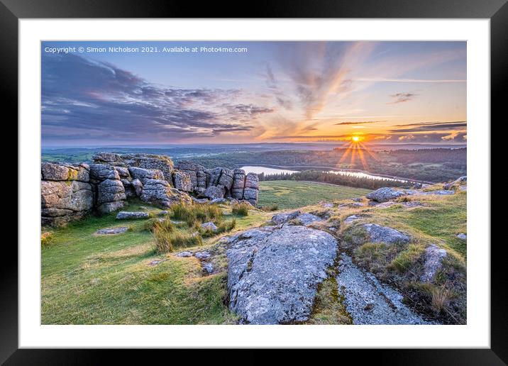 Sunset at Sheeps tor Framed Mounted Print by Simon Nicholson