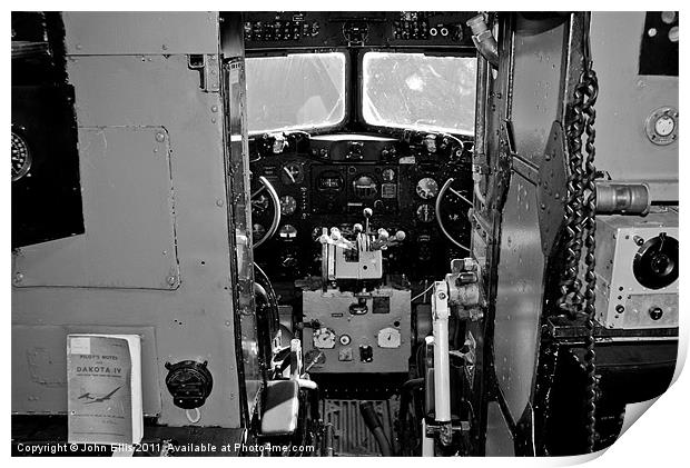 DC3 Dakota Cockpit Print by John Ellis