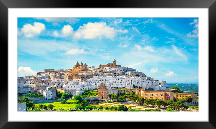 Ostuni White Town Skyline Framed Mounted Print by Stefano Orazzini