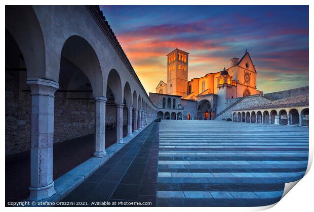 Assisi, San Francesco Basilica Sunset Print by Stefano Orazzini
