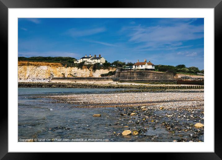 Majestic Cottages at Cuckmere Haven Framed Mounted Print by Janet Carmichael