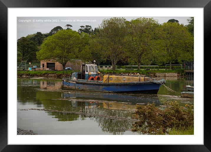 Truro Cornwall old fishing boat Framed Mounted Print by kathy white