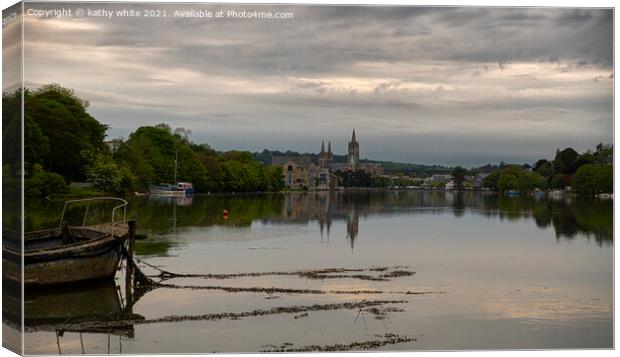 Truro Cornwall, Cathedral reflections, Canvas Print by kathy white