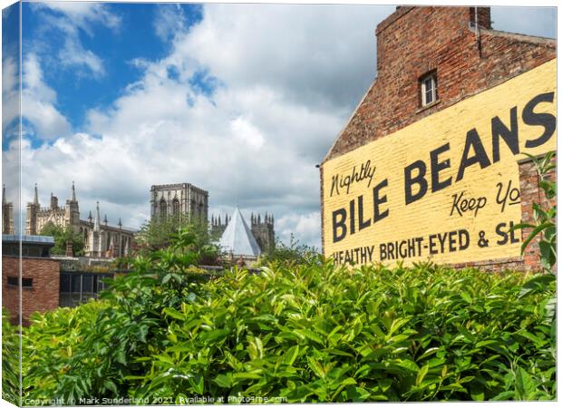 Bile Beans Sign in York Canvas Print by Mark Sunderland
