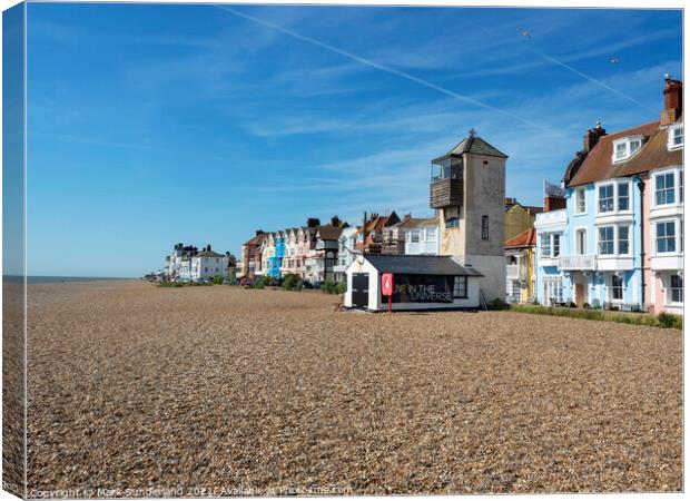 Aldeburgh Beach and Lookout Tower Canvas Print by Mark Sunderland