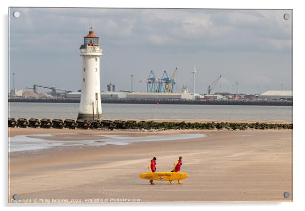 New Brighton Lifeguards Acrylic by Philip Brookes