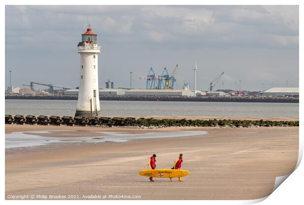 New Brighton Lifeguards Print by Philip Brookes