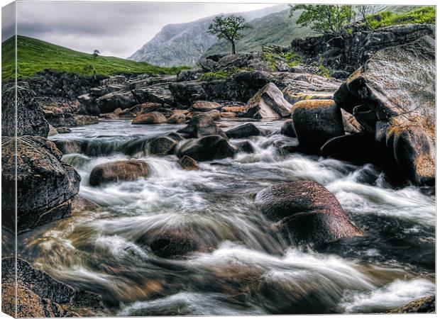 Rushing River, Glen Etive Canvas Print by Aj’s Images