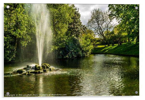 Sefton Park Liverpool Fountain Acrylic by Phil Longfoot