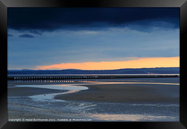 Cramond beach at twilight  Framed Print by Pawel Burdzynski