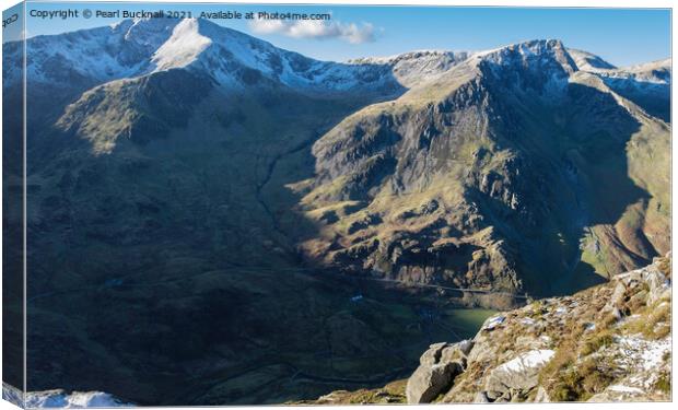 View Above Ogwen in Snowdonia Wales Canvas Print by Pearl Bucknall