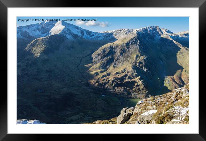 View Above Ogwen in Snowdonia Wales Framed Mounted Print by Pearl Bucknall