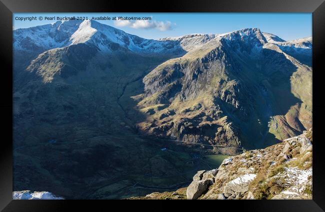 View Above Ogwen in Snowdonia Wales Framed Print by Pearl Bucknall